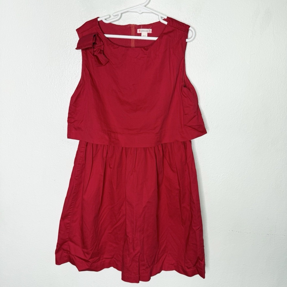 Crewcuts Red Cotton Sleeveless Dress With Shoulder Bow Girls 12